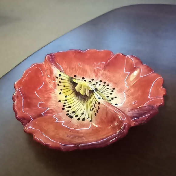 Other - Vintage MCM 60s Poppy Flower Divided Bowl California Ceramics Pottery Candy Dish